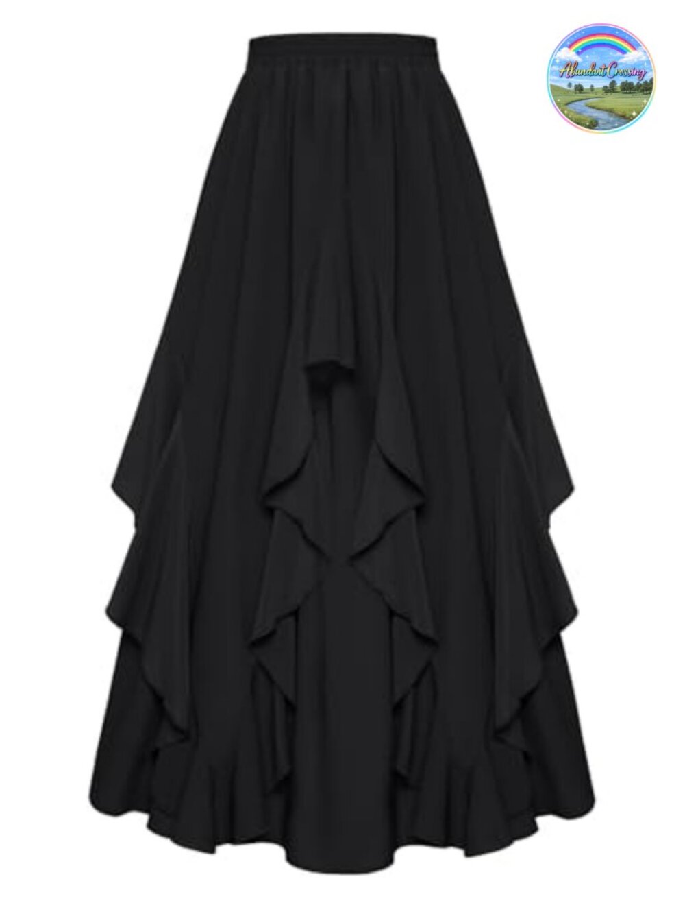 Ruffled Renaissance Maxi Skirt A-Line Flowy Double-Layered